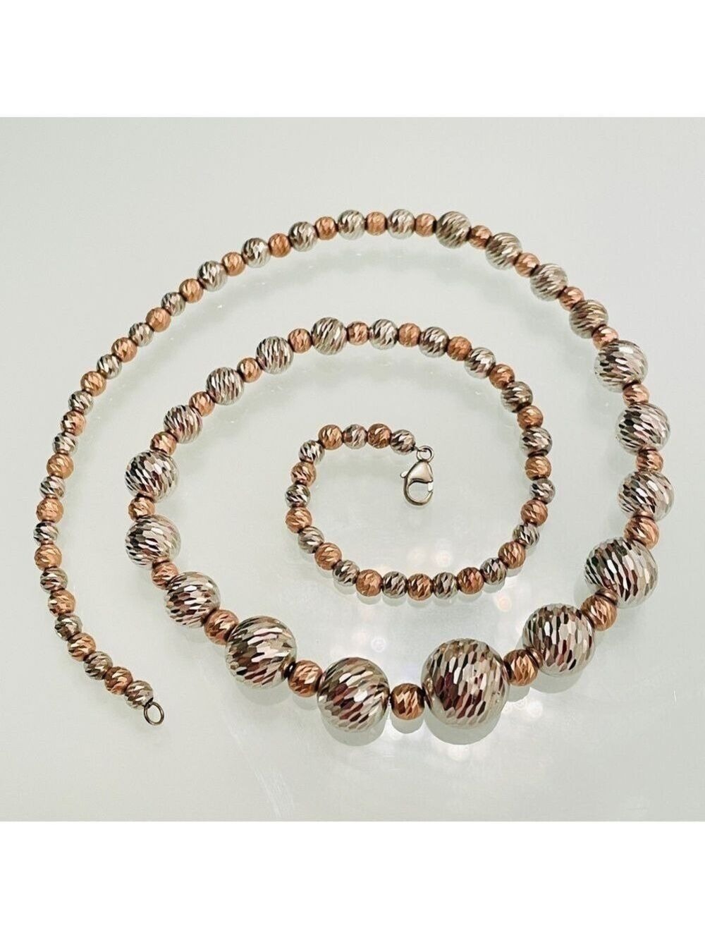 JCM JACMEL MAURITIUS GRADUATED DIAMOND CUT BEAD STERLING SILVER, BRONZE …